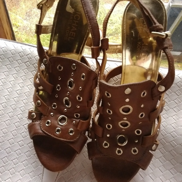 Michael Kors Leather Cork Heel Shoes NWT - Picture 1 of 5